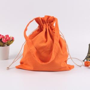 China Yellow Printed Cotton Canvas Drawstring Bag Wash In Cold Water Light Weight wholesale