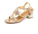 Bs102 2021 New Sandals Women'S Summer Diamond Shoes Fish Mouth Middle Heel