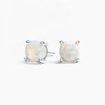 18K Gold 6MM Solitaire Opal Stud Earrings For Women And Girls Fine Jewelry