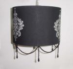 Cream Beads Linen Bedside Lamp Shades White Ribbon 350*220MM