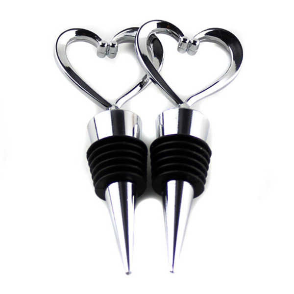 Die casting zinc alloy heart shape love wine accessories chrome plated wine bottle stopper wedding favor logo engrave