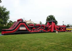 China Super Explorer Inflatable Obstacle Course Red Color Double Stitching on sale
