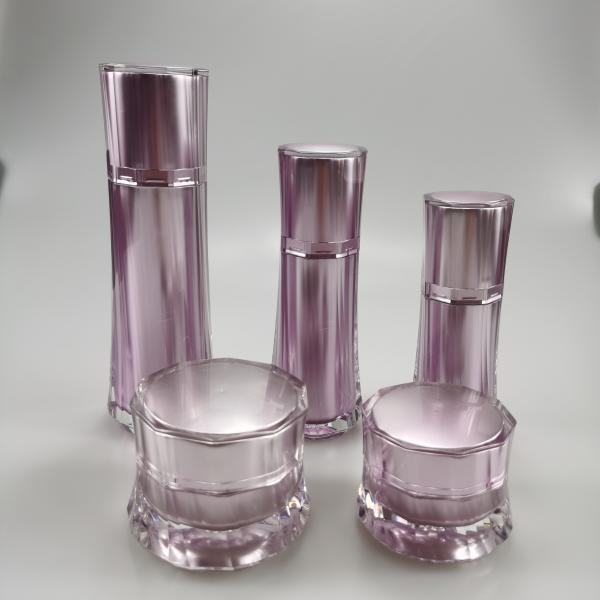 Acrylic Collar Luxury Cosmetic Lotion Pump Bottle and Cream Jar for Screen