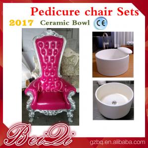 China 2017 hot sale king throne pedicure chair with round pedicure bowl , Pink spa pedicure chairs for sale on sale