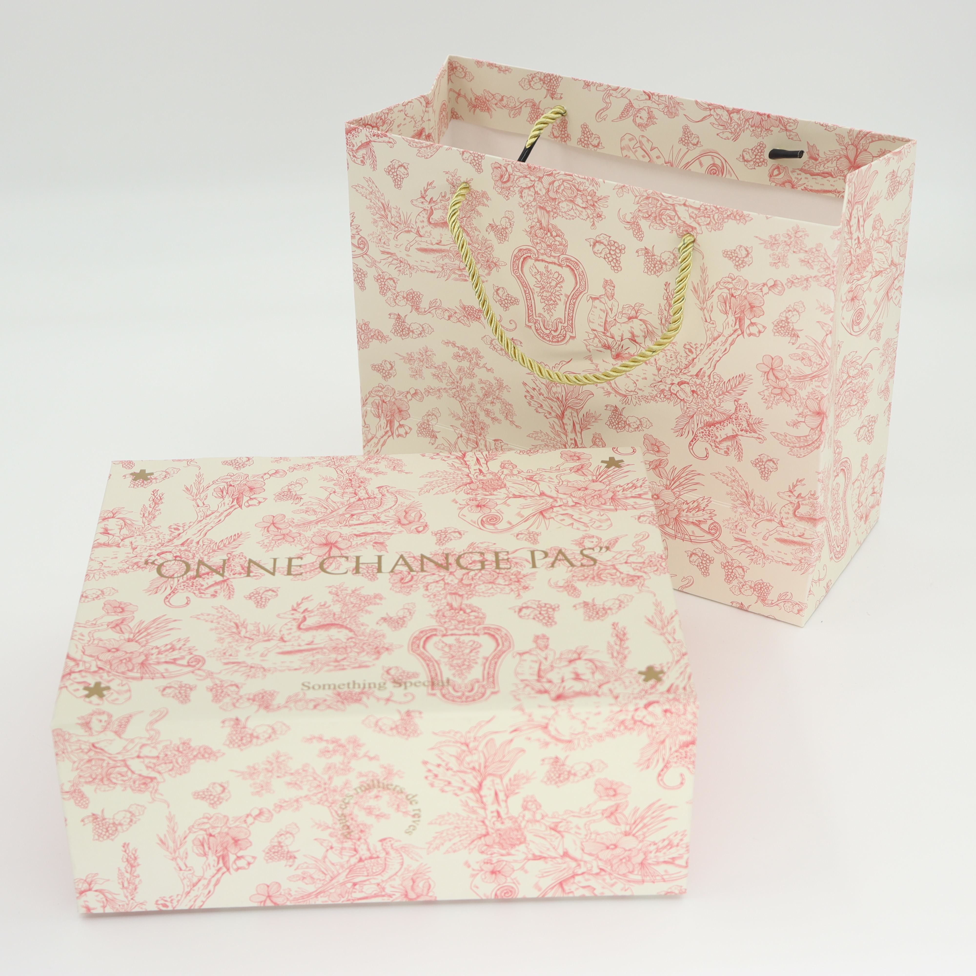 Custom pink cosmetic packaging foldable gift boxes Cardboard Magnet Folding Boxes with printed packaging gift bags