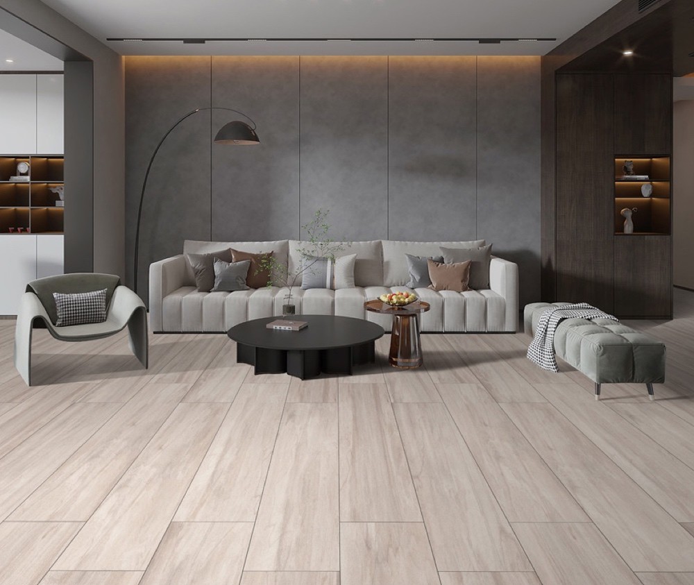 No Fade 250x1500mm Wooden Porcelain Strips And Brown Floor Tiles For Living Room No Fade