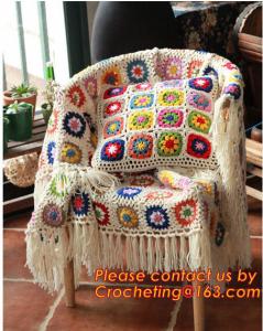 China Handmade crochet hook Daisy striped blanket, Cashmere knitted blanket, sofa Weave blanket wholesale