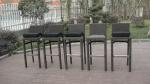 Resin Wicker Bar Set With Cushion , Black Bar Table With Glass