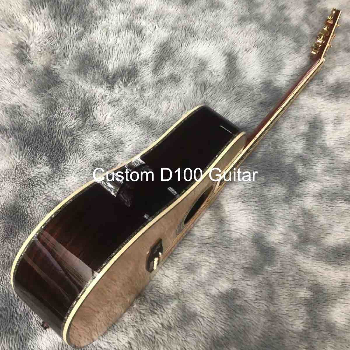 Deluxe Solid Rosewood Back Side 41 Inch D100aa Type Spruce Engraved Acoustic Guitar Abalone Inlay