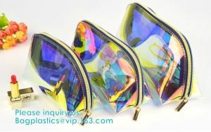 China Holographic Color Bag Neon Bag Clear Pvc Cosmetic Make Up Bag in Rainbow,holographic Zip lockkk bagholographic laser handy wholesale