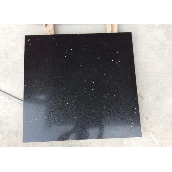 Customized Size Granite Engineered Vanity Tops , Black Quartz Bath Countertops