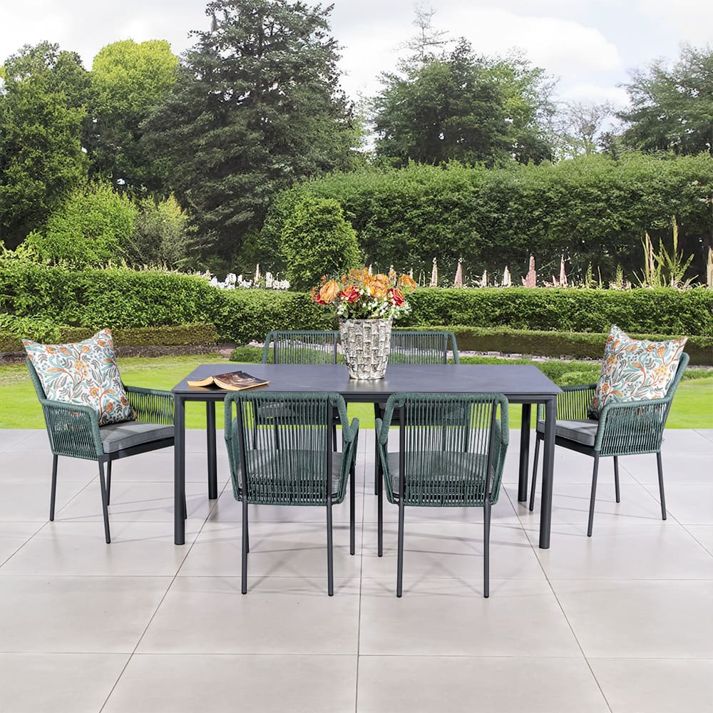 Restaurant Furniture Set for 6 People AJUNION Modern Luxury Outdoor Table and Chairs