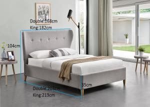 China Fabric Double Children Upholstered Bed With Tufted Tall Headboard wholesale
