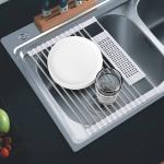Foldable Dish Sink Drying Rack FDA Grade Soft Silicon Dish Drainer Stainless