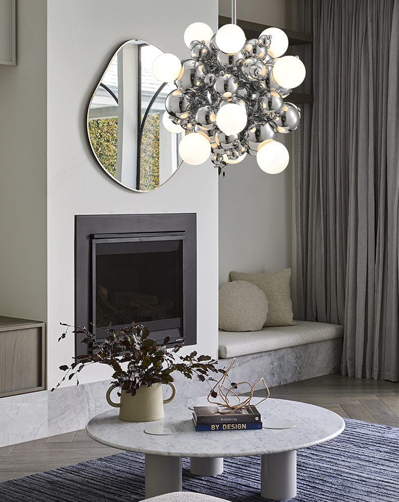 Postmodern Glass Ball Chandelier Lighting Nordic Minimalist LED Hanging Lamp(WH-MI-443)