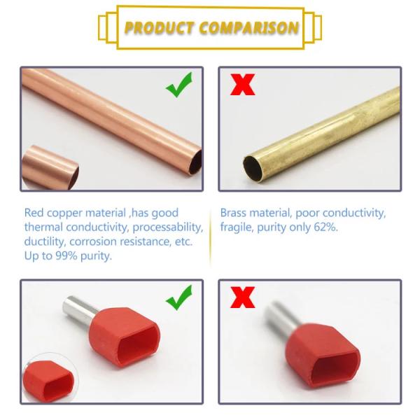 Red Copper Body Terminal Continous Insulated Fork Electrical Crimp Terminal Lugs