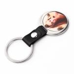 DIY Printable Metal Insert Sublimation Keyring Leather Strap Keychain Pendant