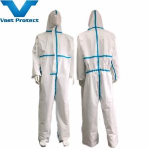 China Blue Strip Hood Micro Film Suit Tear Resistant Waterproof Breathable for Autumn Season wholesale