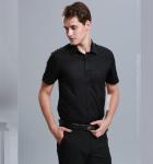 100% Cotton Casual Work Uniforms , Durable Short Sleeve Black Work Shirt For Men
