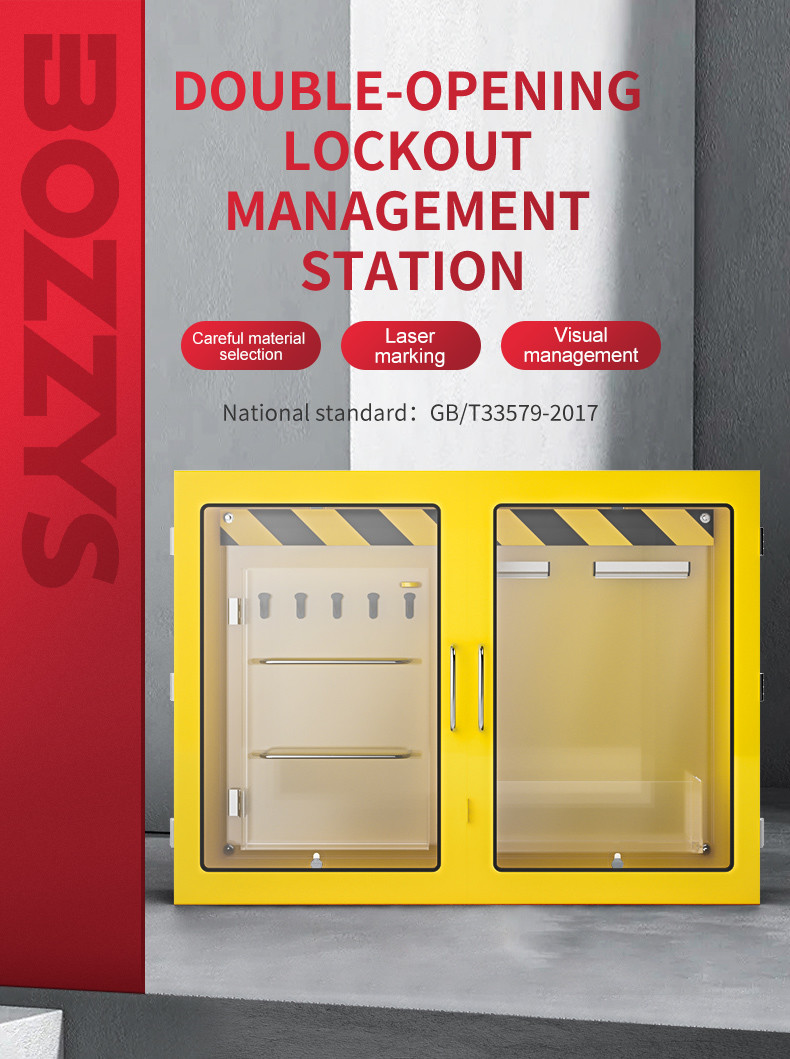 Lockout Station With Double-opening transparent cabinet Description door