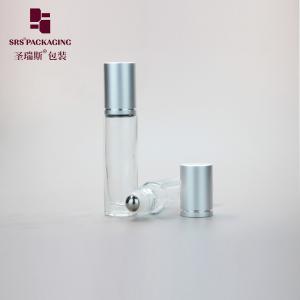 China 10ml transparent clear empty glass roll on metal ball attar perfume bottle on sale