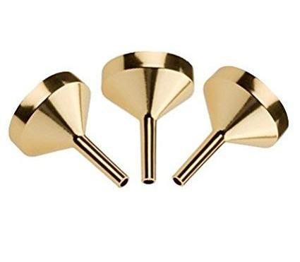 Cosmetic Mini Metal Funnel , Aluminum Golden Mini Funnel For Perfume Liquid Oil