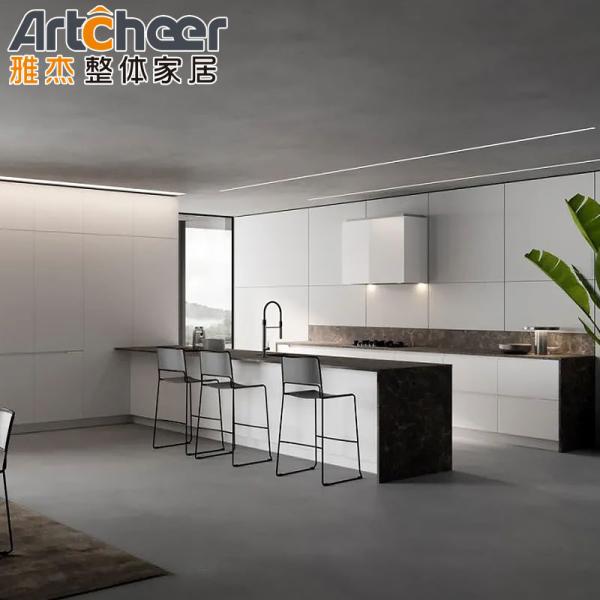 Modern Stylish Kitchen Furniture Cabinet Complete Set with Island Table in Euro
