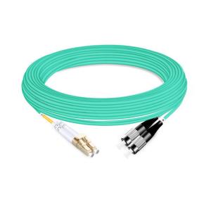 China 10m (33ft) Duplex OM4 Multimode LC UPC to FC UPC PVC (OFNR) Fiber Optic Cable wholesale