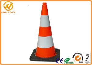 China 75cm PVC Traffic Safety Cones With Black Base Orange Reflective Tape Europe Standard wholesale