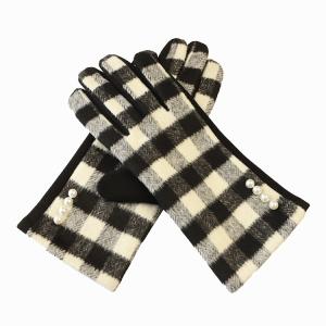 China Christmas 22x16cm Windproof Heated Gloves Grid Winter Ladies Mittens Fleece Thick wholesale