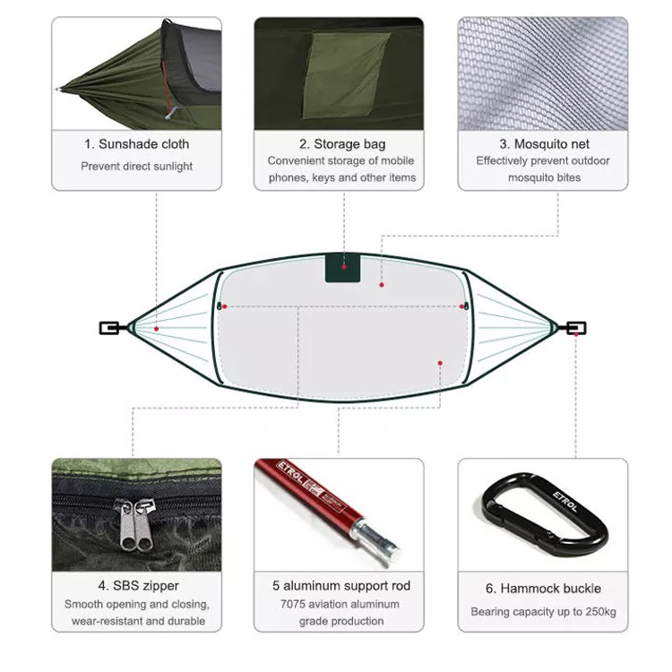 Modern Design Style Outdoor Garden Parachute Camping Tent with Mosquito Net and Rain Cove