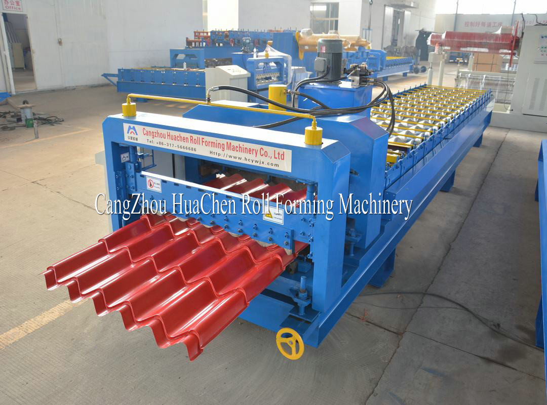 Plc Control Professional Glazed Tile Making Machine / Steel Sheet Metal Roll Former