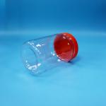 Transparent PET Plastic Round Food Candy Cookies Packaging Jar Red Color Screw