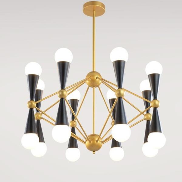Creative Bean Shape Dual Heads Erected Pipe Caracas 16-Light black chandelier(WH