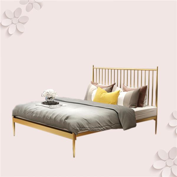 OEM Modern Iron Double Bed Frame , Metal Bedstead Double Easy Clean