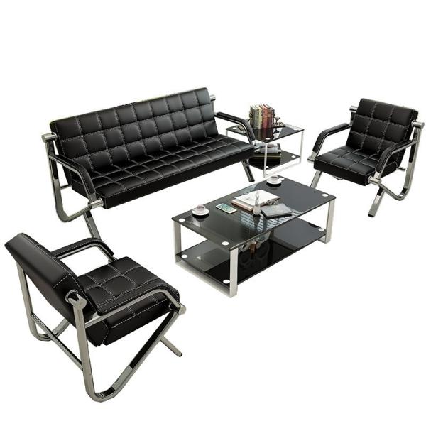 Commercial Waiting Area Furniture Set with Modern Simple Leather Sofa and Coffee