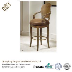 China Urban Dark Brown Commercial Leather Bar Stools With Round Cushion wholesale