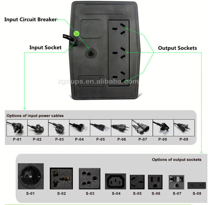 Pure Sine Wave Line Interactive UPS Dc220V 500VA Pc UPS Power Supply