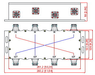 380-3800MHz Hybrid Coupler / 4:4 Combiner