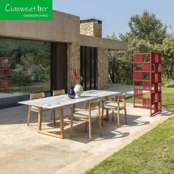 Waterproof Teak Wood Sofa and Rope Garden Chair Set for Customized Color Hotel
