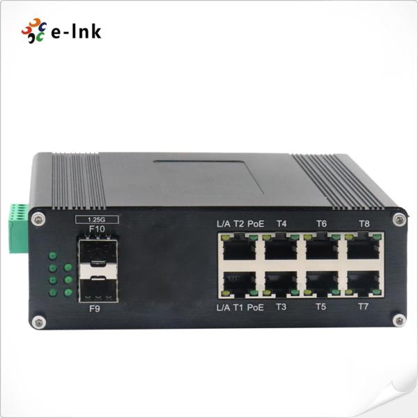 Quality ROHS FCC CE SFP Network Switch 8 Port 10/100/1000T 802.3at + 2 Port 1000X for sale