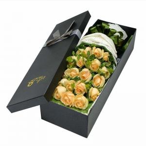 China Black Customized Color Printed Luxury Cardboard Paper Flower Rose Pack Box Bags Valentine'S Day Gift Packaging on sale