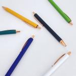 Press Type Business Office Pen Metal Ballpoint Pen With Spray Adhesive Process