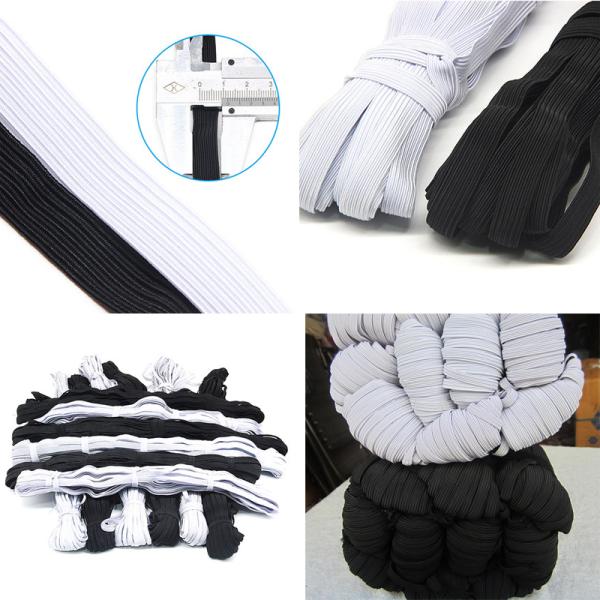Various size flat elastic Custom 6mm bundle packing wholesale elastic band/White and black color elastic cord