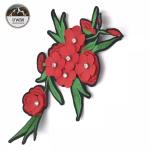 Red Flower Patch with Rhinestone Woven Patch Custom Pvc China Manufacturer Cheap