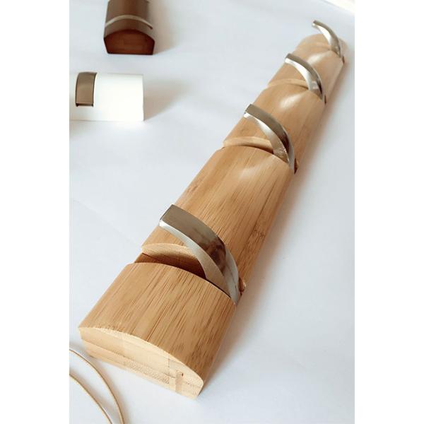 Heavy Duty Coat and Hat Hook Rail Wall Hooks Durable Bamboo Robe Rack