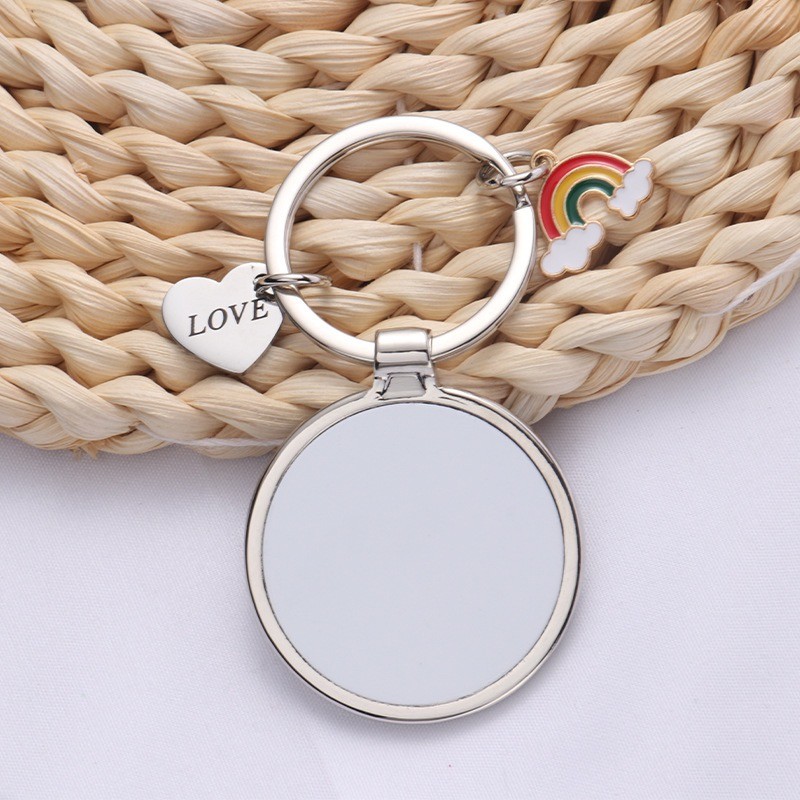 Round Sublimation Metal Keychain Pendant For Sublimation Photo Transfer Printing