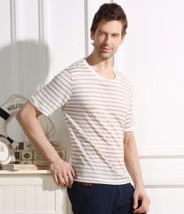 China Casual Style Hemp Cotton Clothing Stripped T Shirt Autumn Spring Fitted wholesale
