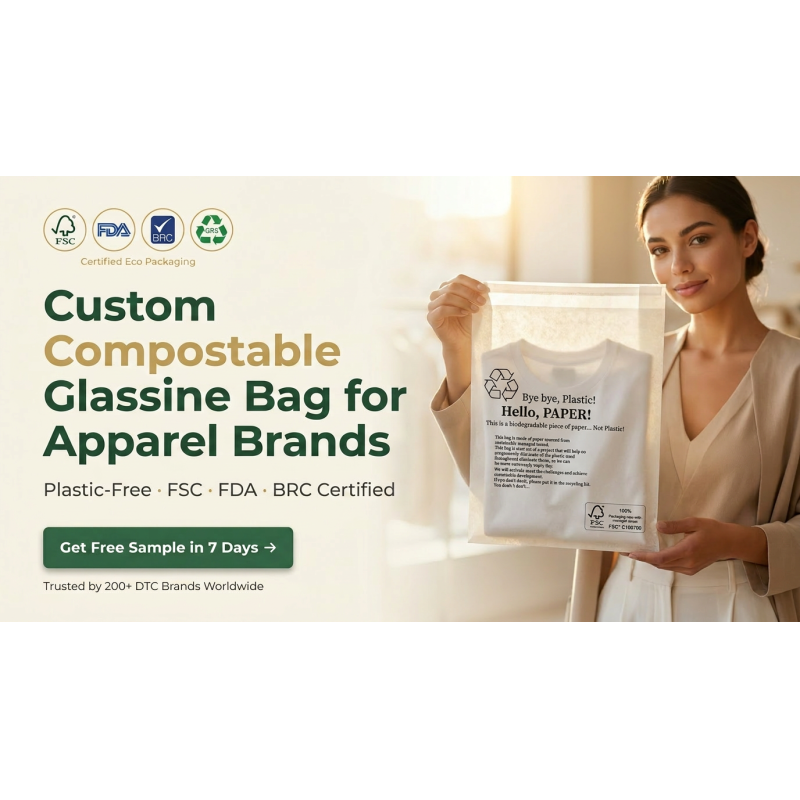 Decomposable Biodegradable Glassine Bag Apparel Packaging Compostable Eco Clothing Pouch Garment for Certified Recyclable Luxury