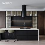 Modern Simple Design Glass Door Kitchen Furniture Popular Luxury Wood Grain